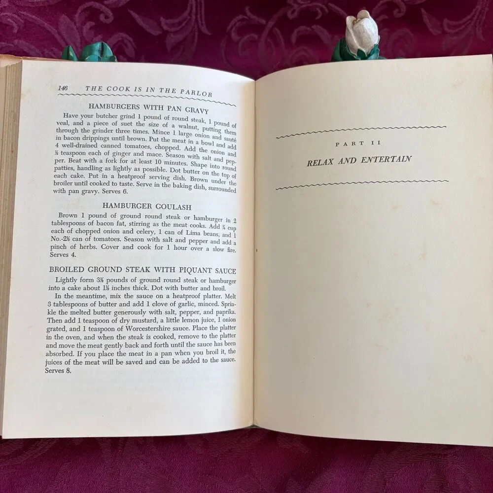 1950 The Cook Is in the Parlor by Marguerite Gilbert McCarthy, Vintage Cookbook